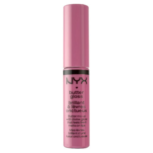 Mauve-pink NYX lip gloss bottle with clear cap