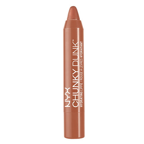 Hydrating lippie in warm nude brown with twist-up bullet applicator tip