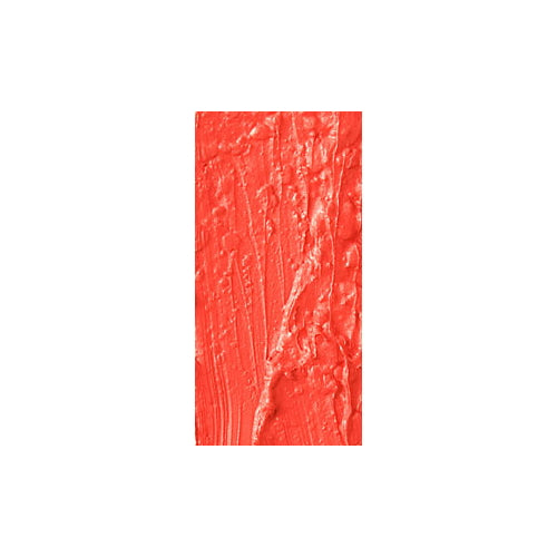 Red lipstick swatch with textured, creamy finish, close-up.