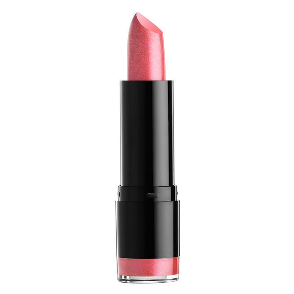 NYX round lipstick in rose pink with black tube and silver trim