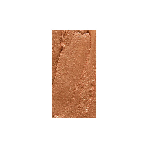 Copper-brown lipstick swatch with creamy, slightly sparkly texture.