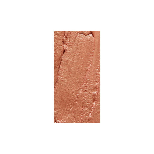 Peach bronze round lipstick swatch with creamy texture close-up