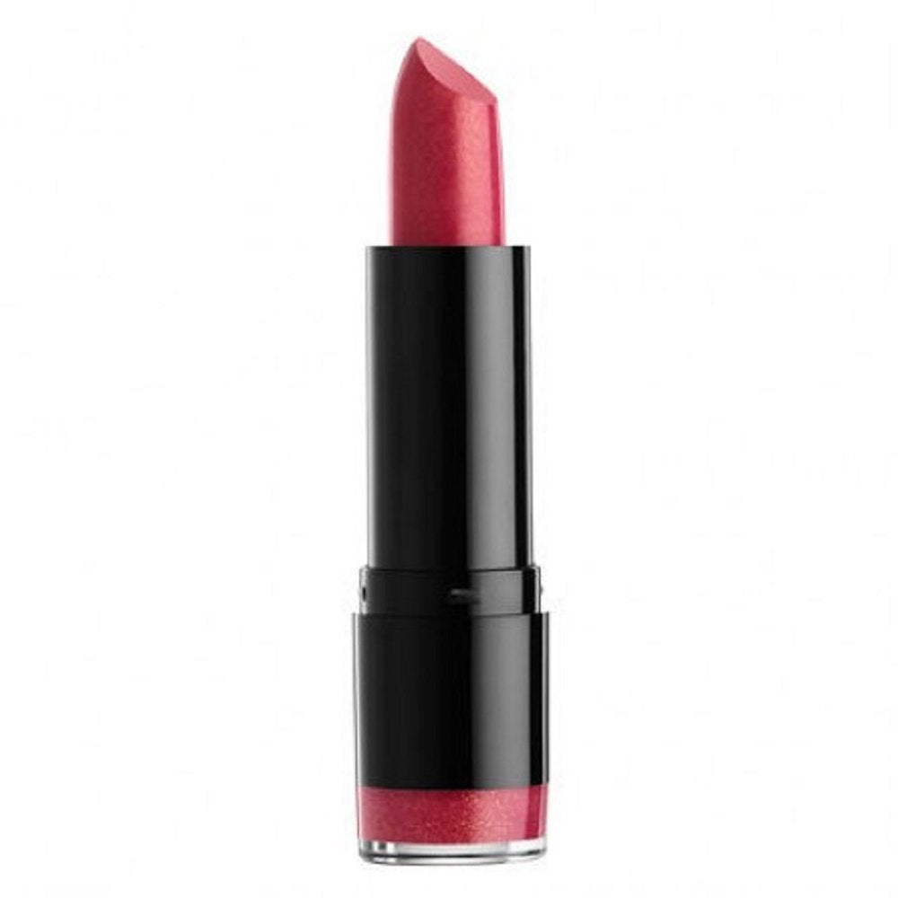 Burgundy round-tip lipstick in a black tube with silver band near the base.