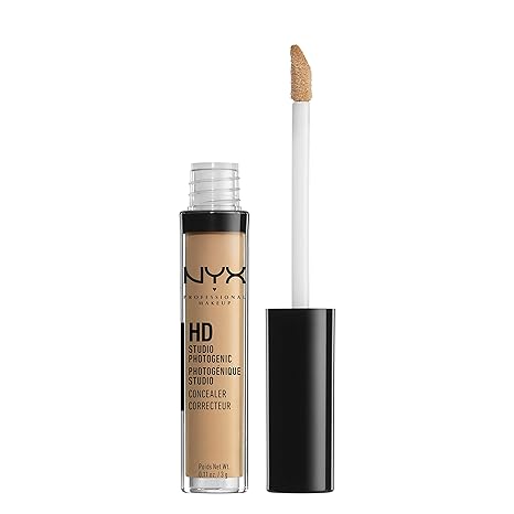 NYX liquid concealer bottle with beige product on doe-foot applicator, no swatch