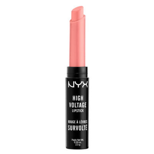 NYX High Voltage lipstick in light coral-pink shade, shown capped.