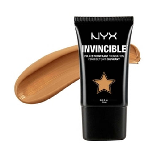 NYX Invincible foundation tube with medium golden-beige swatch