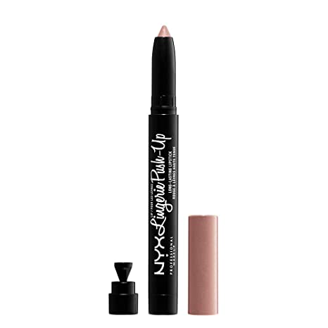 NYX Lip Lingerie lipstick with nude pink bullet and matching cap