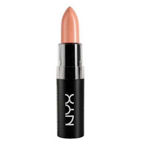 NYX matte lipstick in peachy nude shade with black and silver bullet