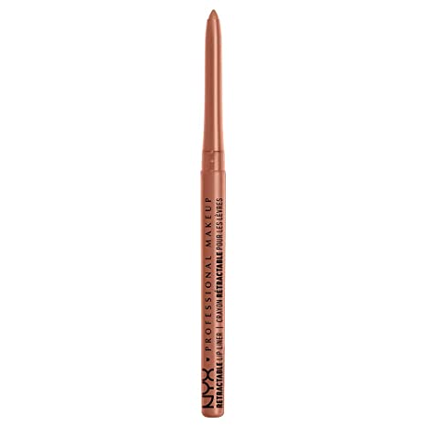 Retractable lip liner in warm brown, slim pencil with pointed tip