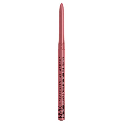 Retractable lip liner in rose pink, slim pencil with pointed tip