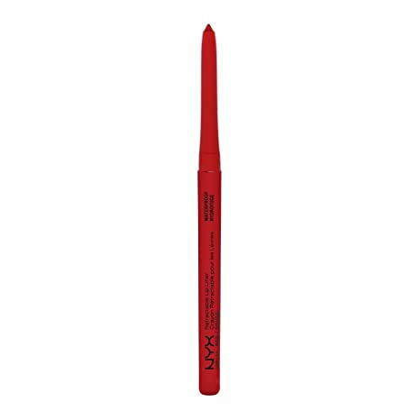 Retractable lip liner in red, slim pencil with pointed tip