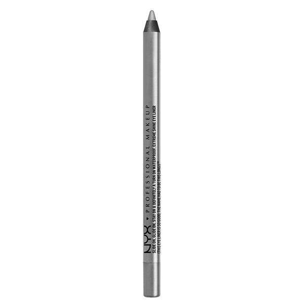 Platinum NYX slide-on eyeliner pencil with pointed tip