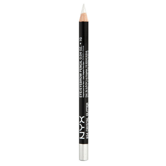 Slim eye pencil with crystal glitter tip, black barrel and silver shimmer base