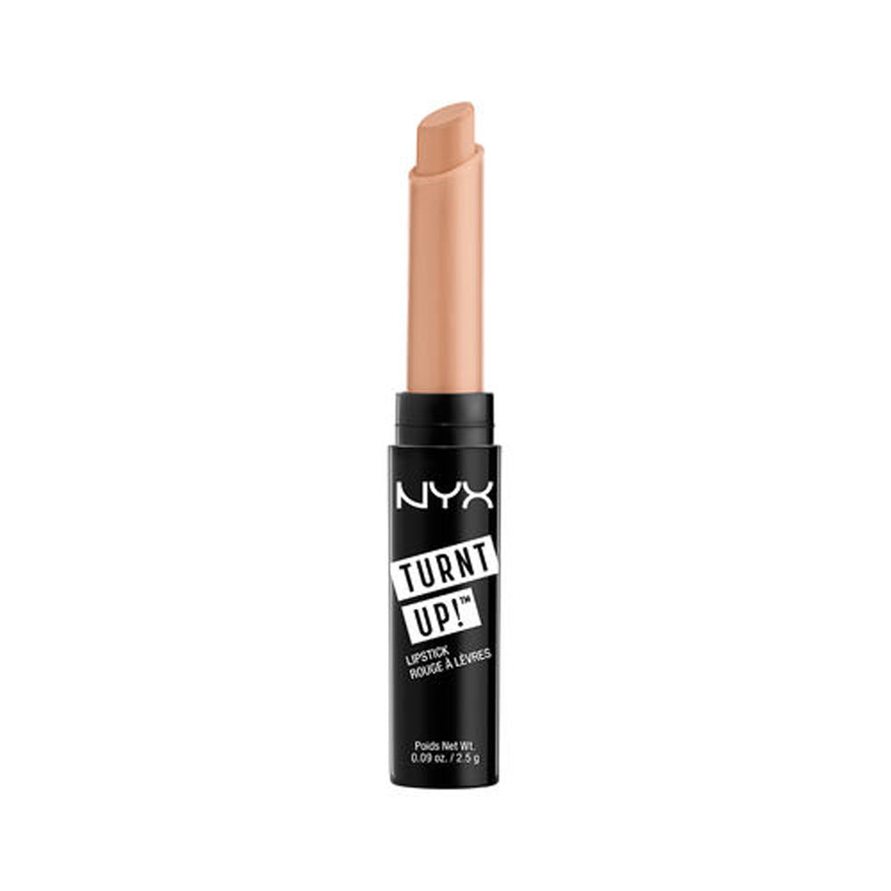 Lipstick tube in nude beige with black base and NYX branding
