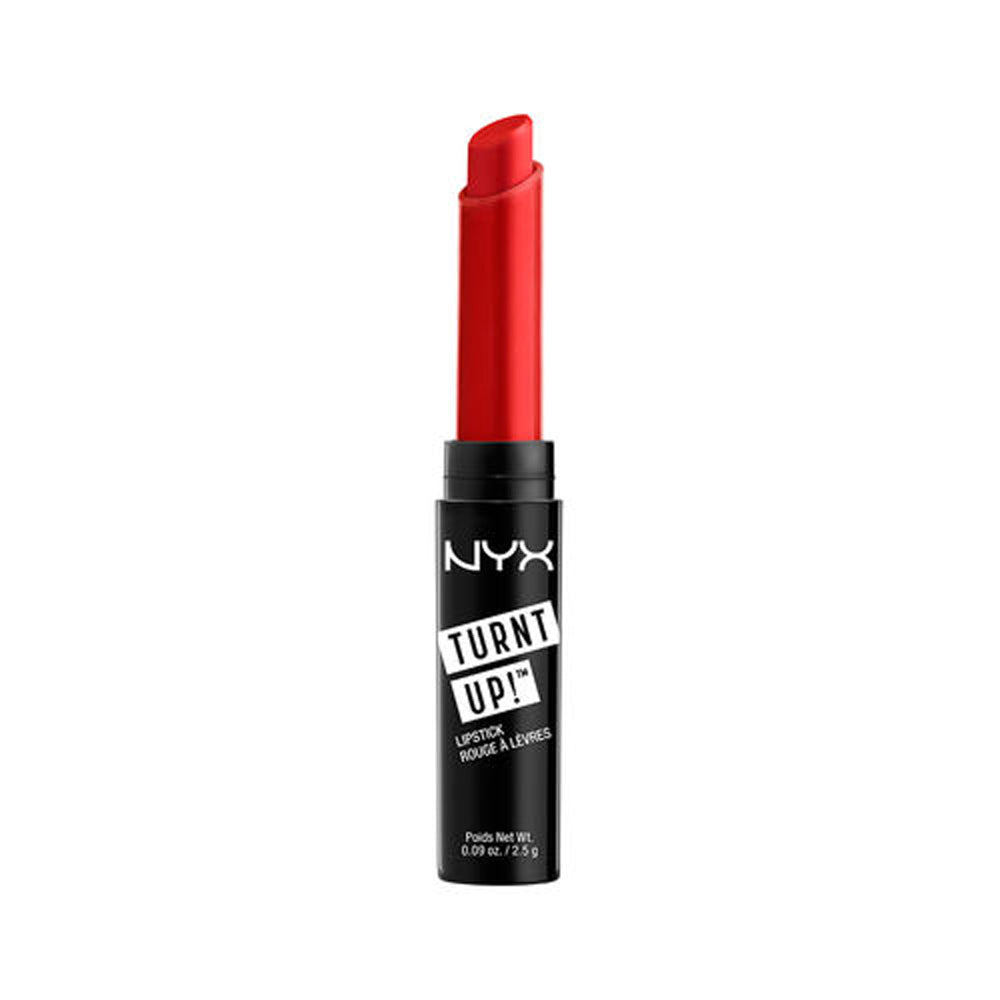 Lipstick tube in red with black base and NYX branding