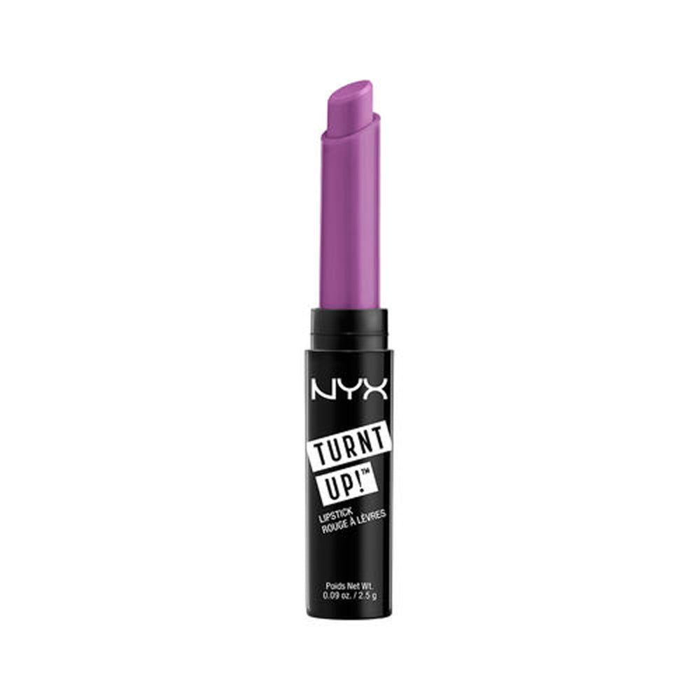 Lipstick tube in purple with black base and NYX branding