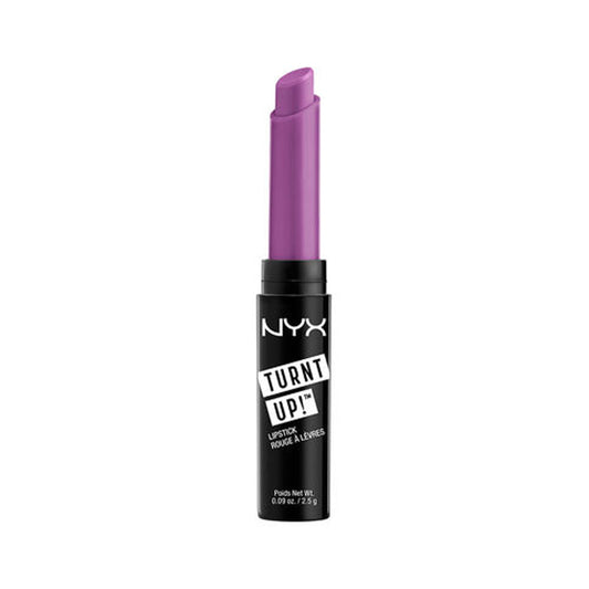 Lipstick tube in purple with black base and NYX branding