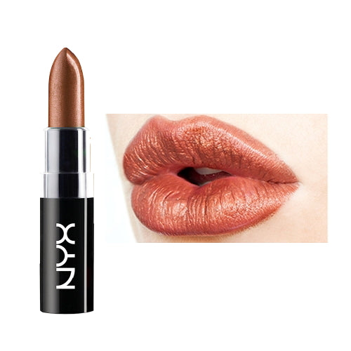 Metallic rose lipstick with lip swatch