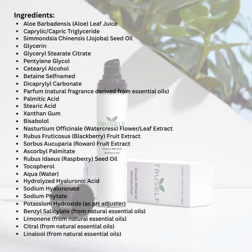 Ocean Mineral Moisturizer bottle with TRUSELF ingredient panel on box