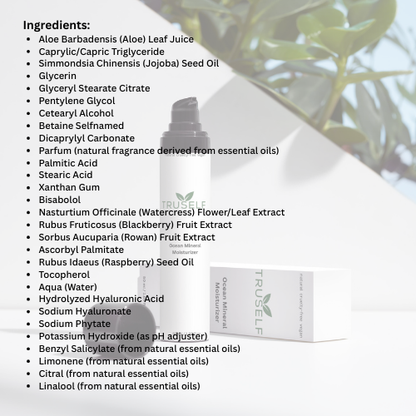 Ocean Mineral Moisturizer bottle with TRUSELF ingredient panel on box