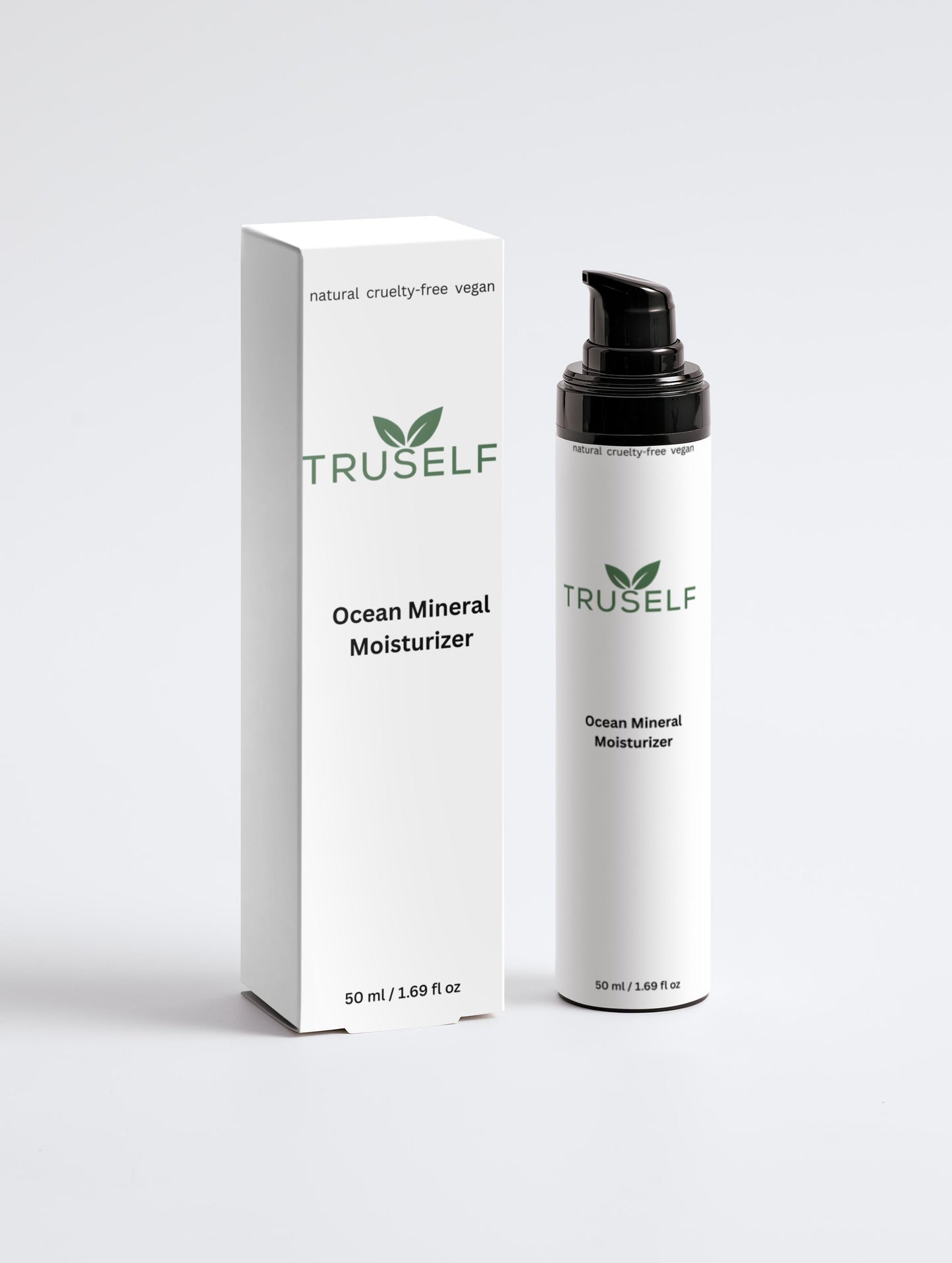 Ocean Mineral Moisturizer bottle by TRUSELF with black pump, 50 ml