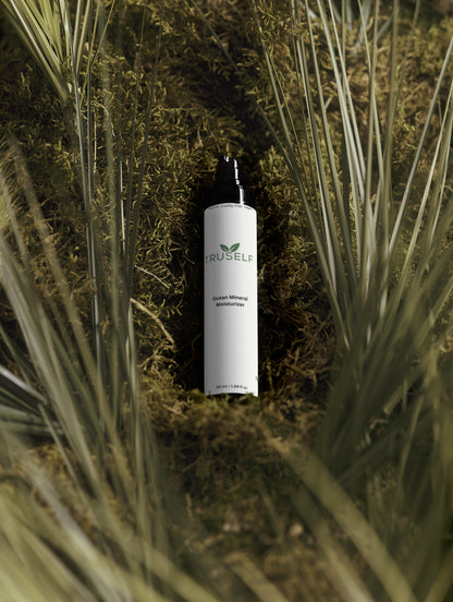 Ocean Mineral Moisturizer bottle with black pump and TRUSELF logo