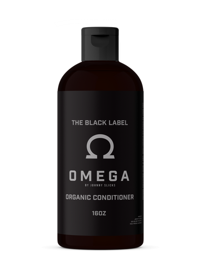 Organic hair conditioner bottle with pump cap, dark amber, Omega branding