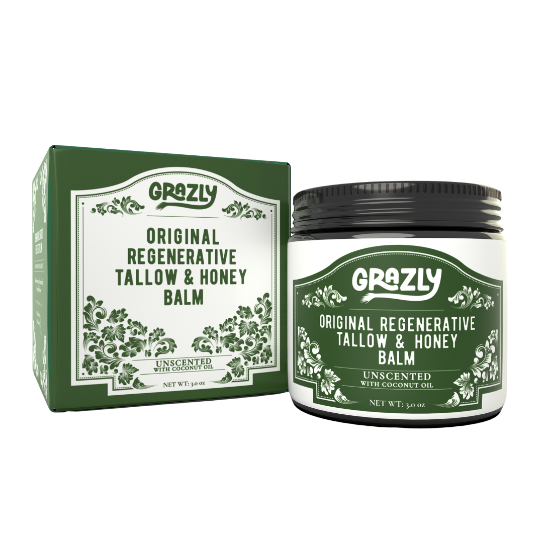 Tallow and honey balm box and jar, unscented, without coconut oil