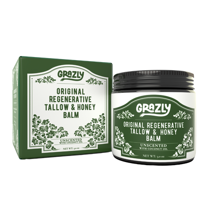 Tallow and honey balm box and jar, unscented, without coconut oil