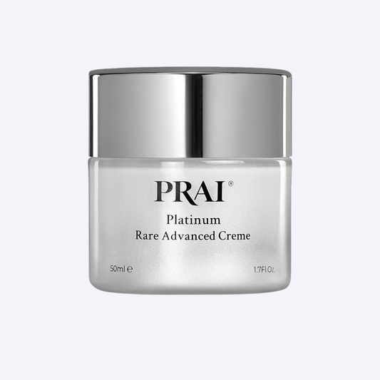Prai Platinum Rare Advanced Crème anti-aging moisturizer jar, 50 ml glass container
