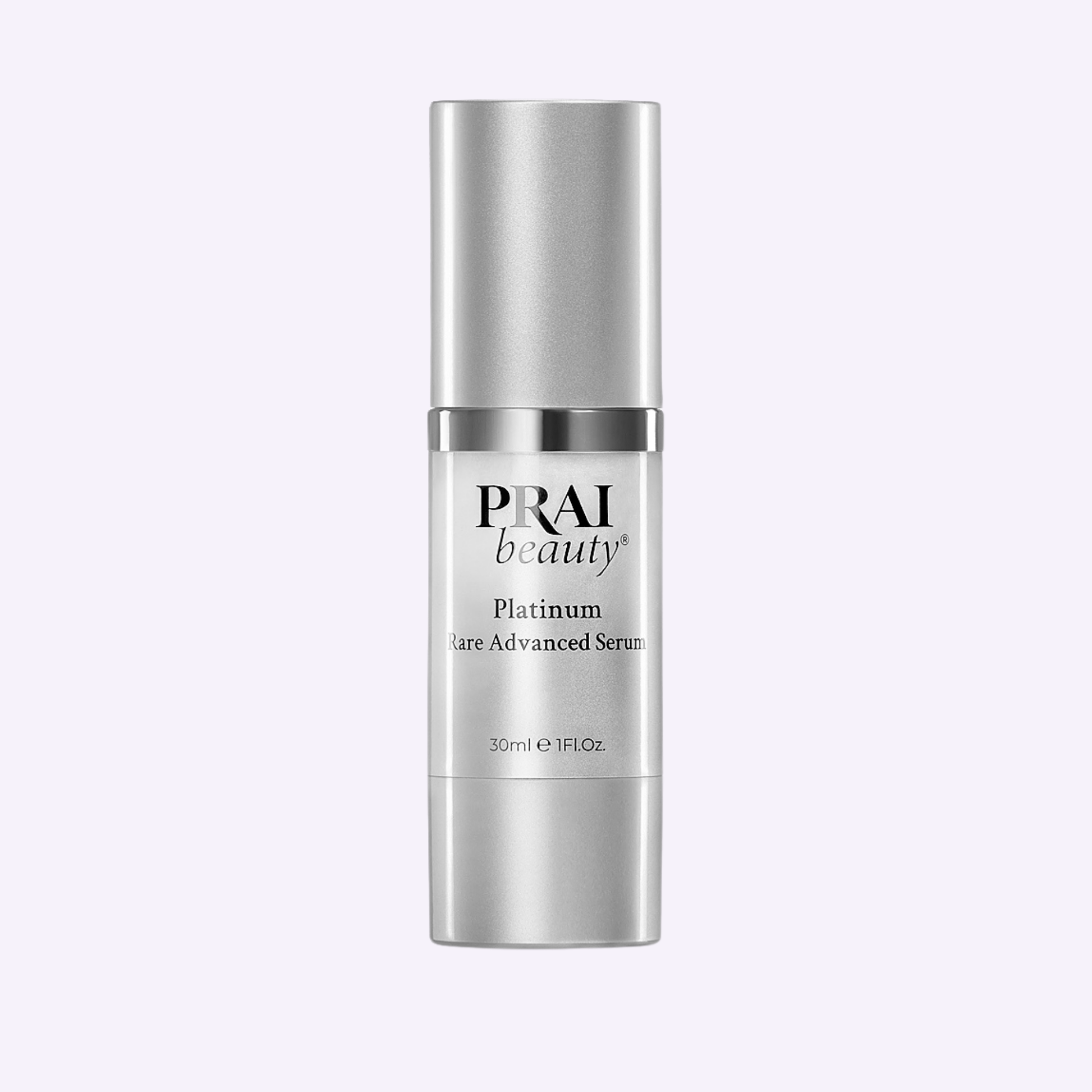 PRai beauty Platinum Rare Advanced Serum face serum bottle, silver tube, 30ml