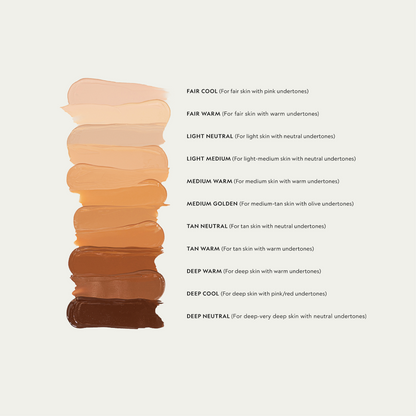 BB+CC concealer shade swatches panel, range of skin-tone shades