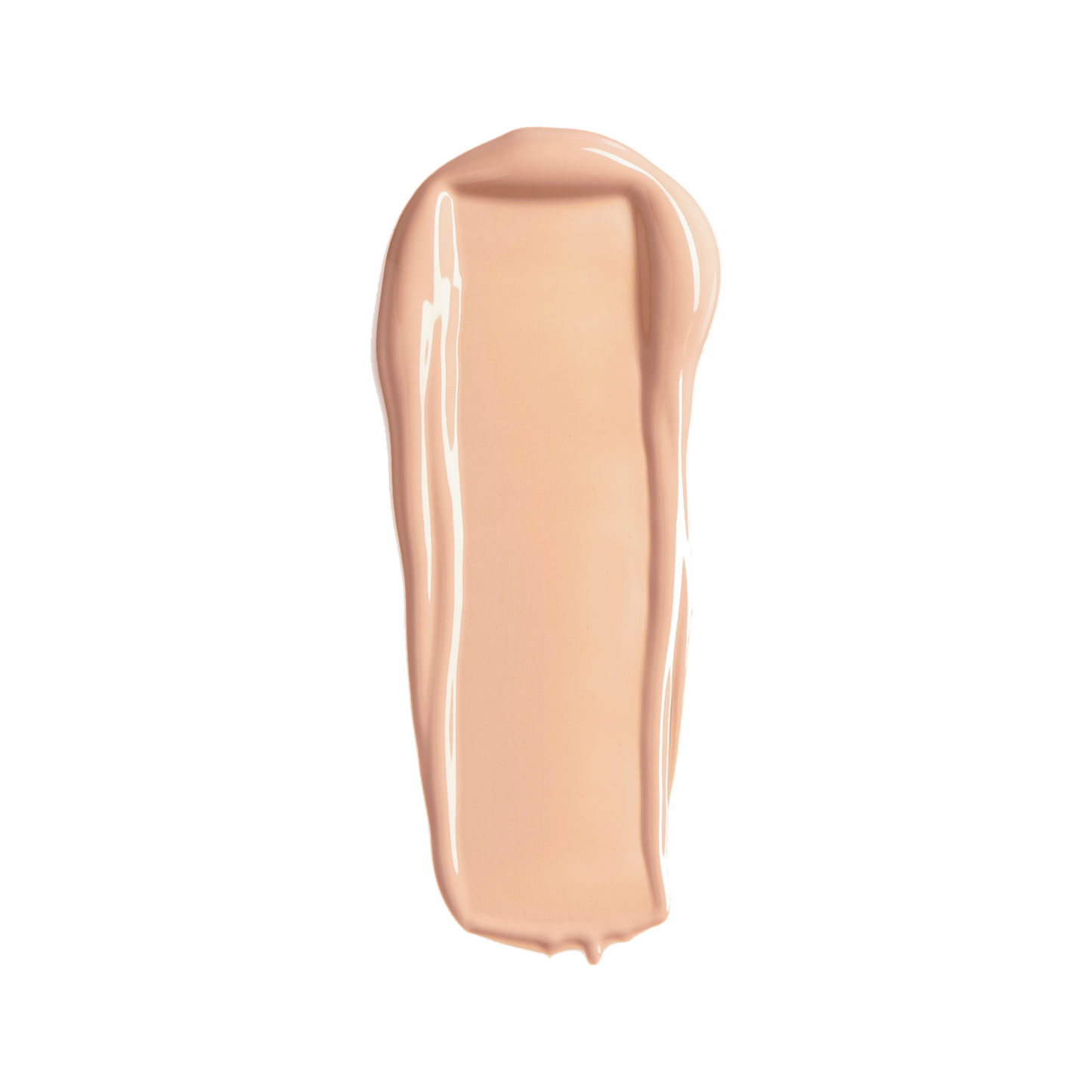 Beige concealer swatch with glossy finish, smoothed swipe