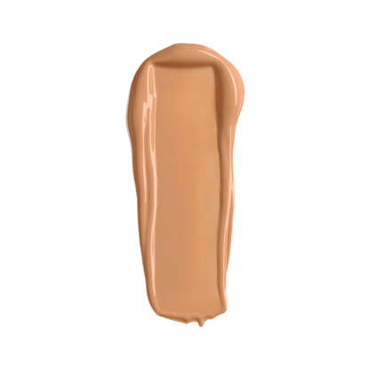 Creamy warm tan concealer swatch on smooth applicator smear