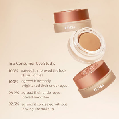 Under-eye corrector jar and tube in beige and rose-pink tones