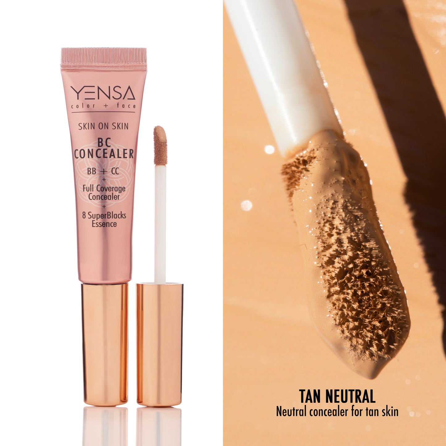 BC concealer tube and applicator stick, tan neutral concealer shade