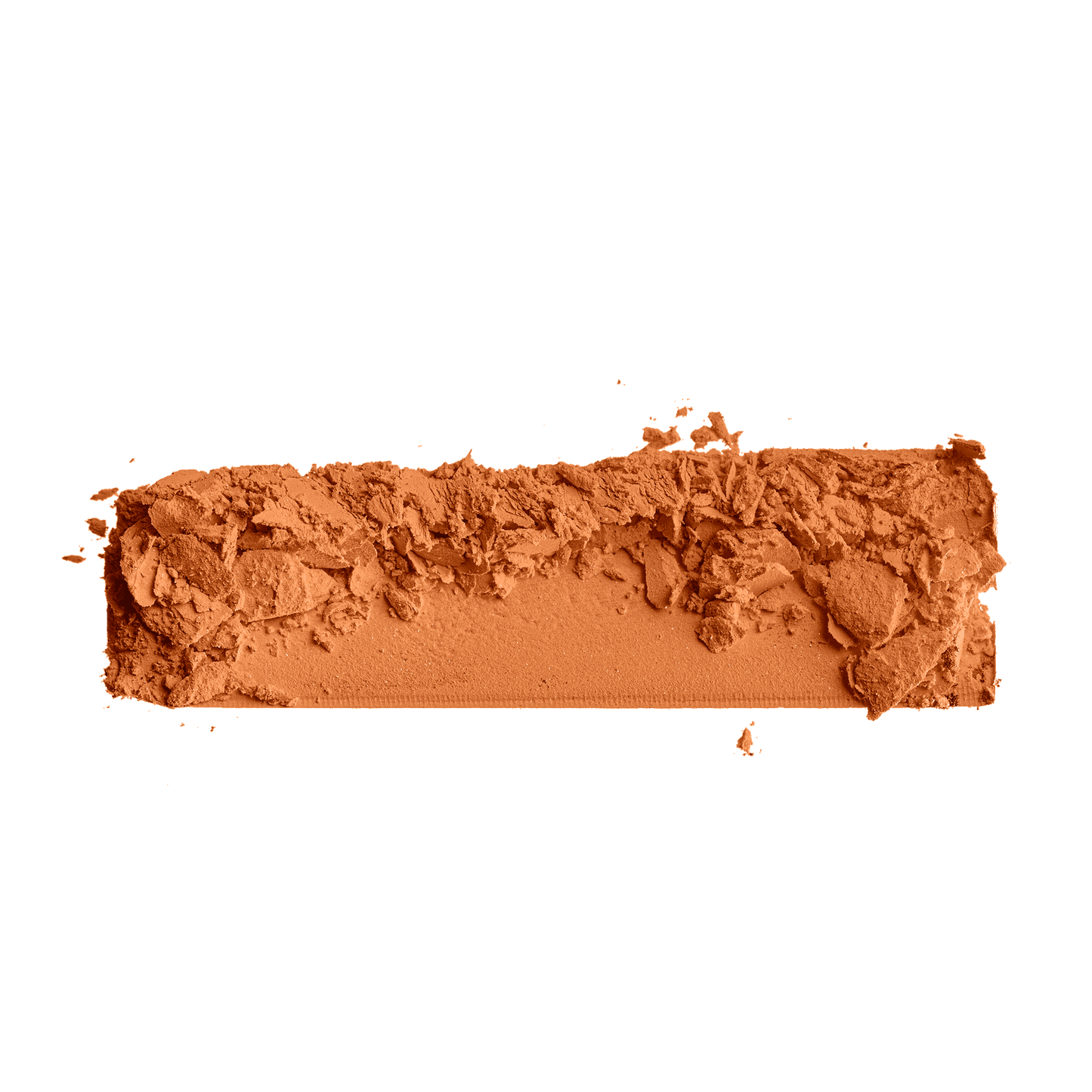 Pressed foundation powder sample in medium-deep tan with crumbled texture
