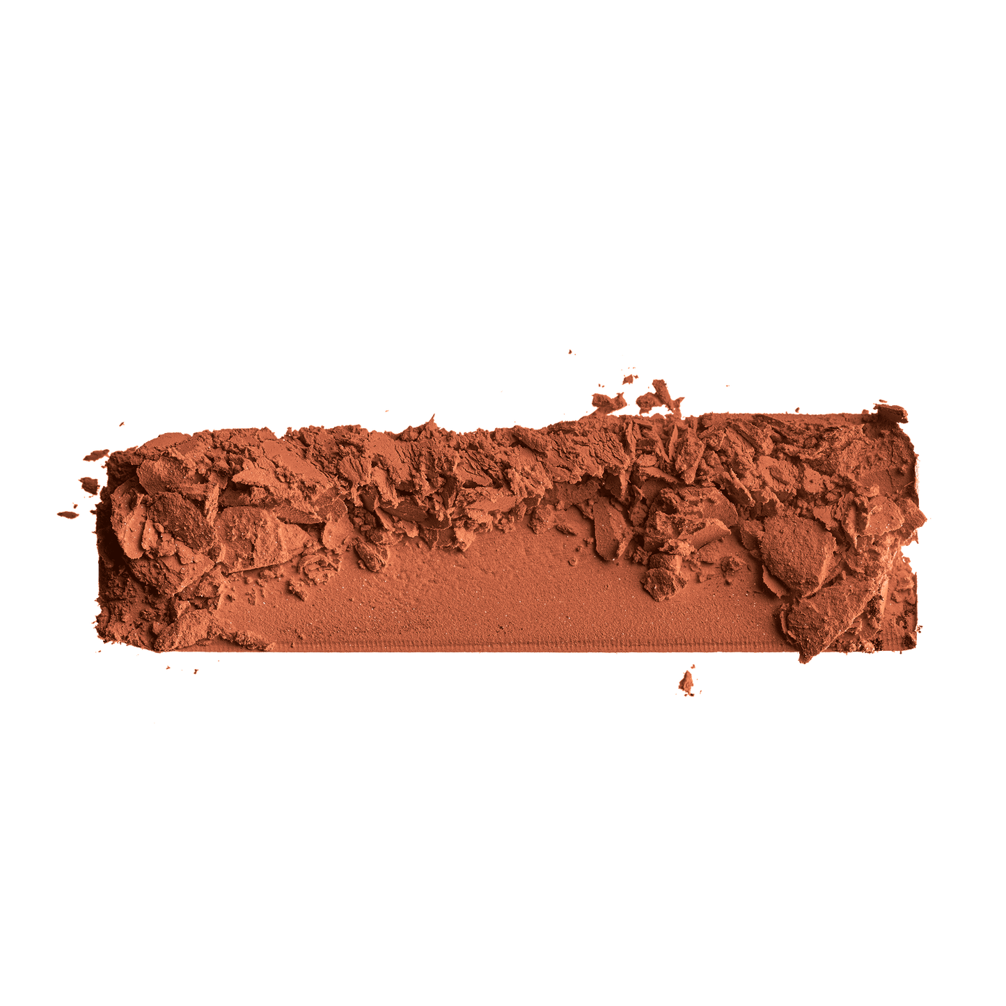 Matte powder foundation swatch in deep reddish-brown on a flat smear