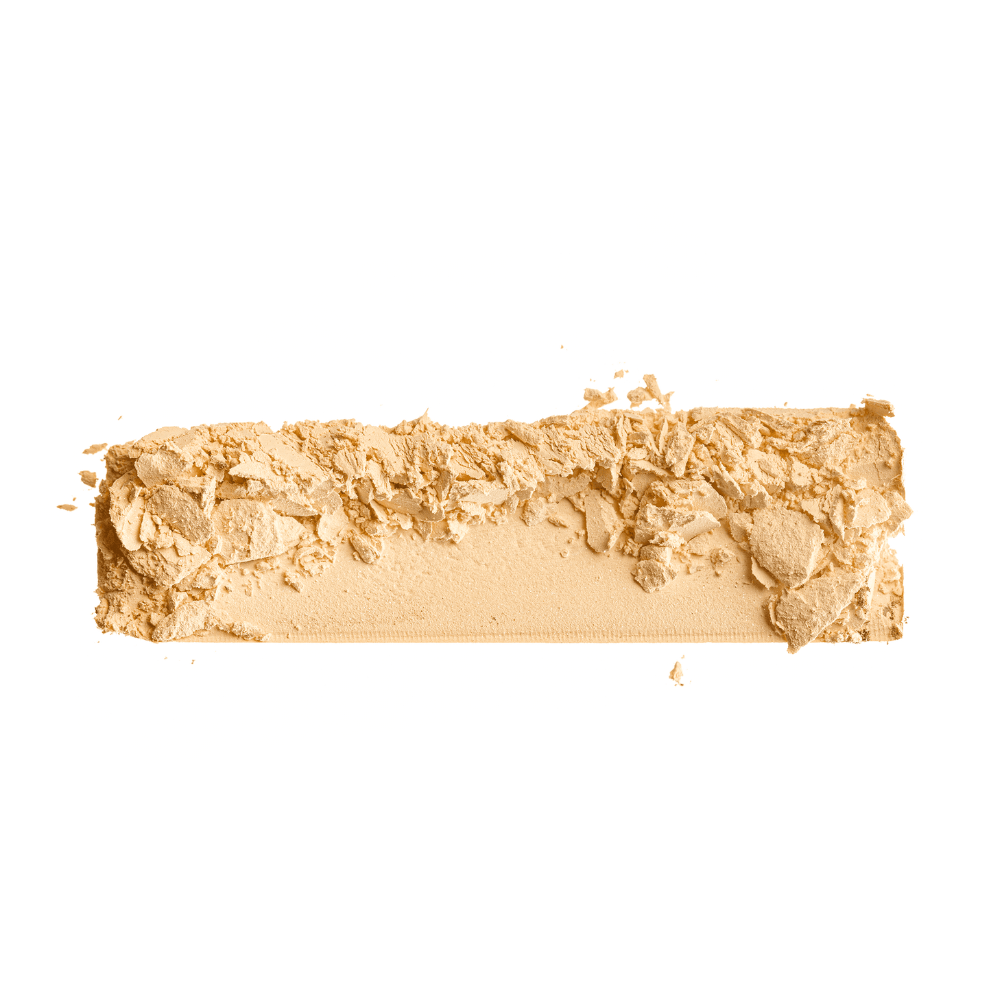 Powder foundation swatch strip in light beige, matte finish texture