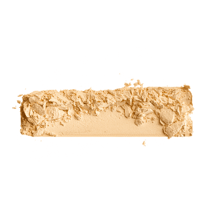 Powder foundation swatch strip in light beige, matte finish texture