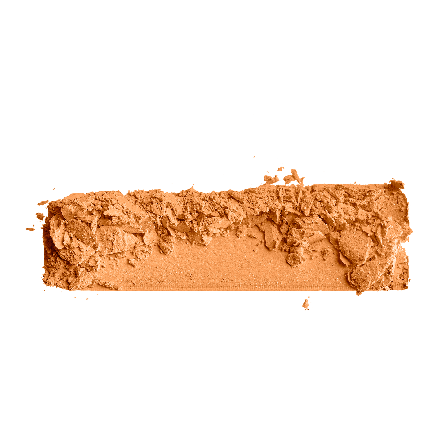 Orange-brown matte powder swatch with textured pressed surface