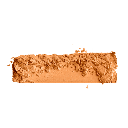 Orange-brown matte powder swatch with textured pressed surface