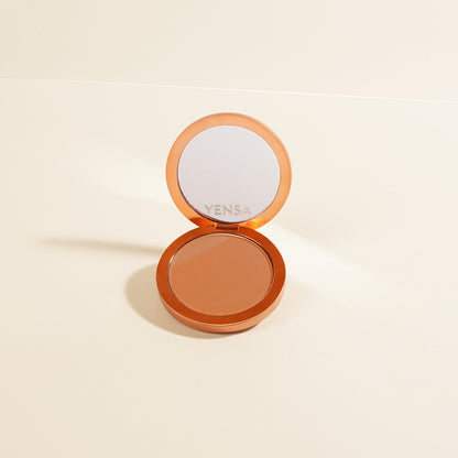 Vensa matte powder foundation compact, warm orange-brown powder