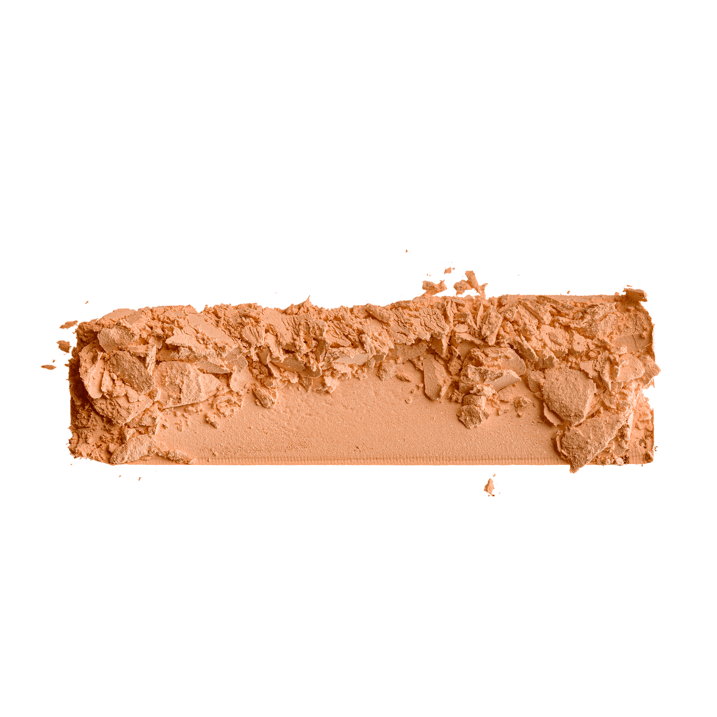 Pressed powder shade swatch strip in warm medium-brown