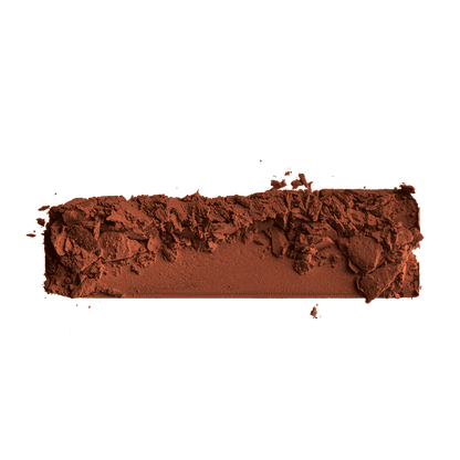 Deep reddish-brown powder foundation swatch with crumbly textured edges