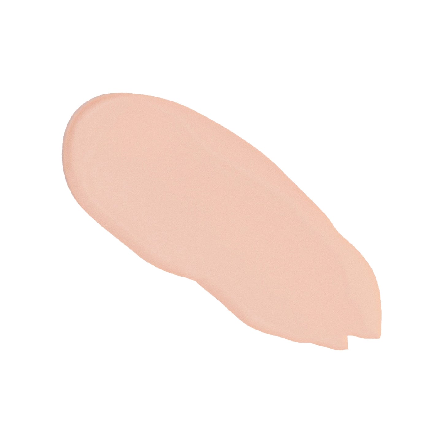 Creamy foundation swatch in light peach tone, smoothed on a blank background.