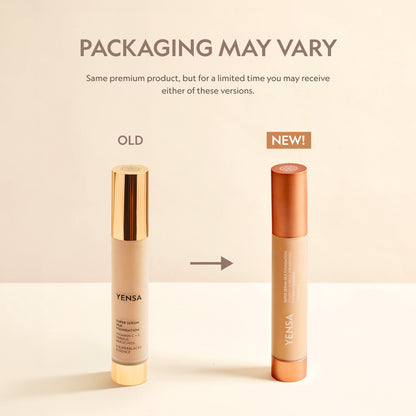 YENSA foundation tubes shown with old and new packaging