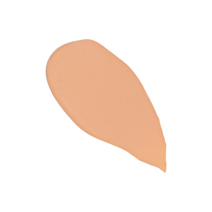 Foundation swatch, warm tan-beige liquid smear