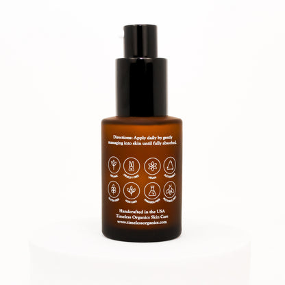 Peptide treatment moisturizer bottle with black pump and amber back label