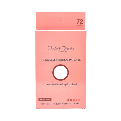 Acne healing patch box, Timeless Organics 72 ct, non-medicated hydrocolloid (pink)